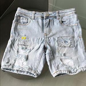 Light Blue Distressed Denim Shorts